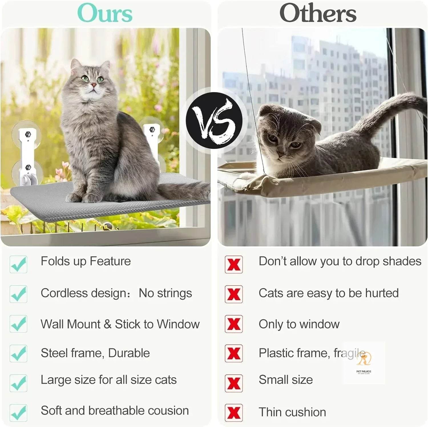 Experience the Ultimate Comfort with Our Cat Window Perch, Kitten Hammock & Shelf for Wall - Pet palace shop