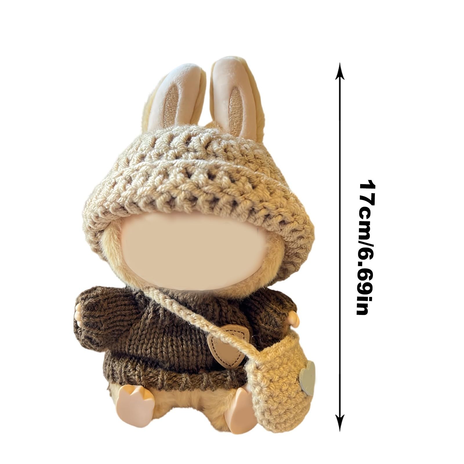 17cm Clothes Set for Dog NO Doll , Hat and Dress Set for dogs Accessories Suit, Cute Outfit for Labubu Dress up Purple