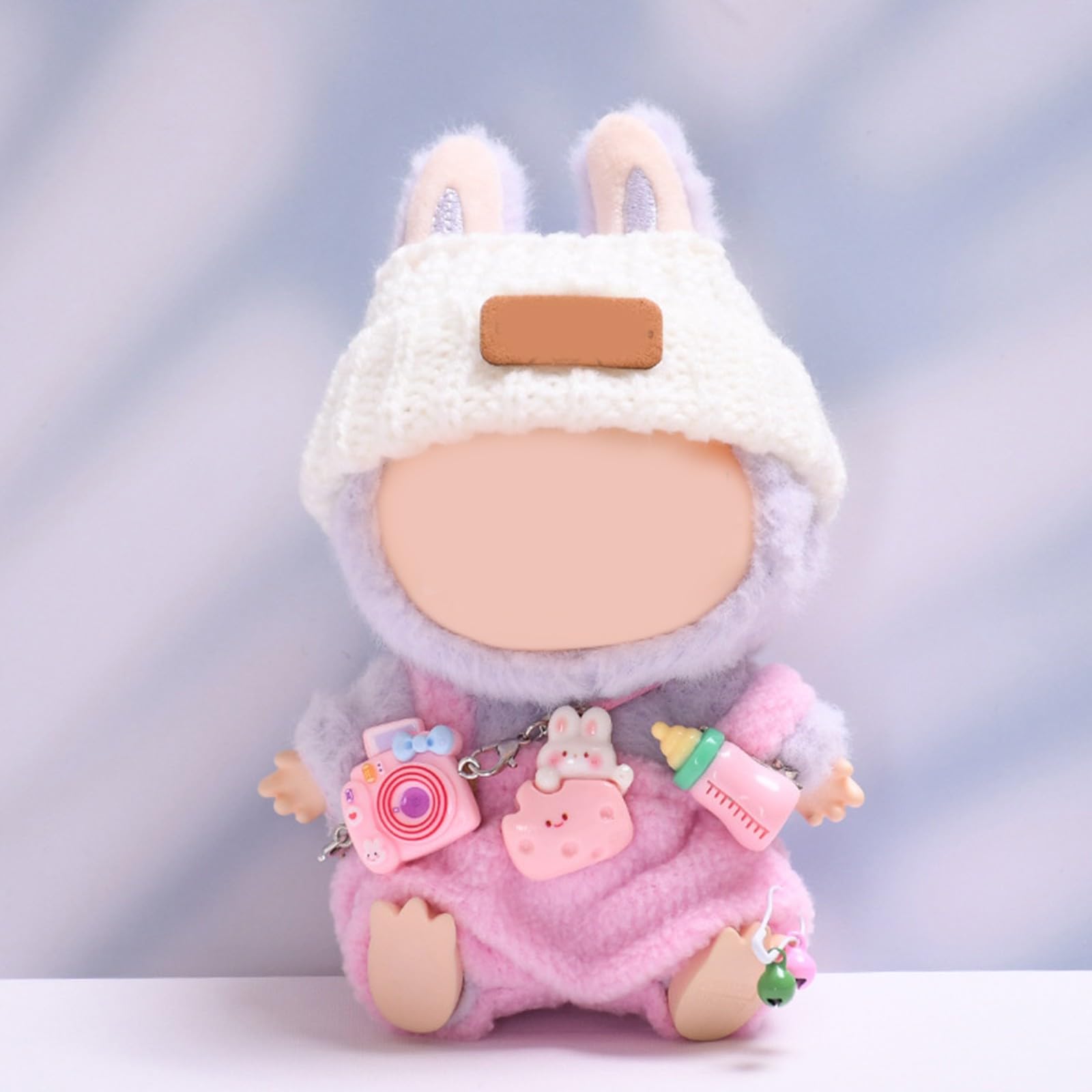 17cm Clothes Set for Dog NO Doll , Hat and Dress Set for dogs Accessories Suit, Cute Outfit for Labubu Dress up Purple