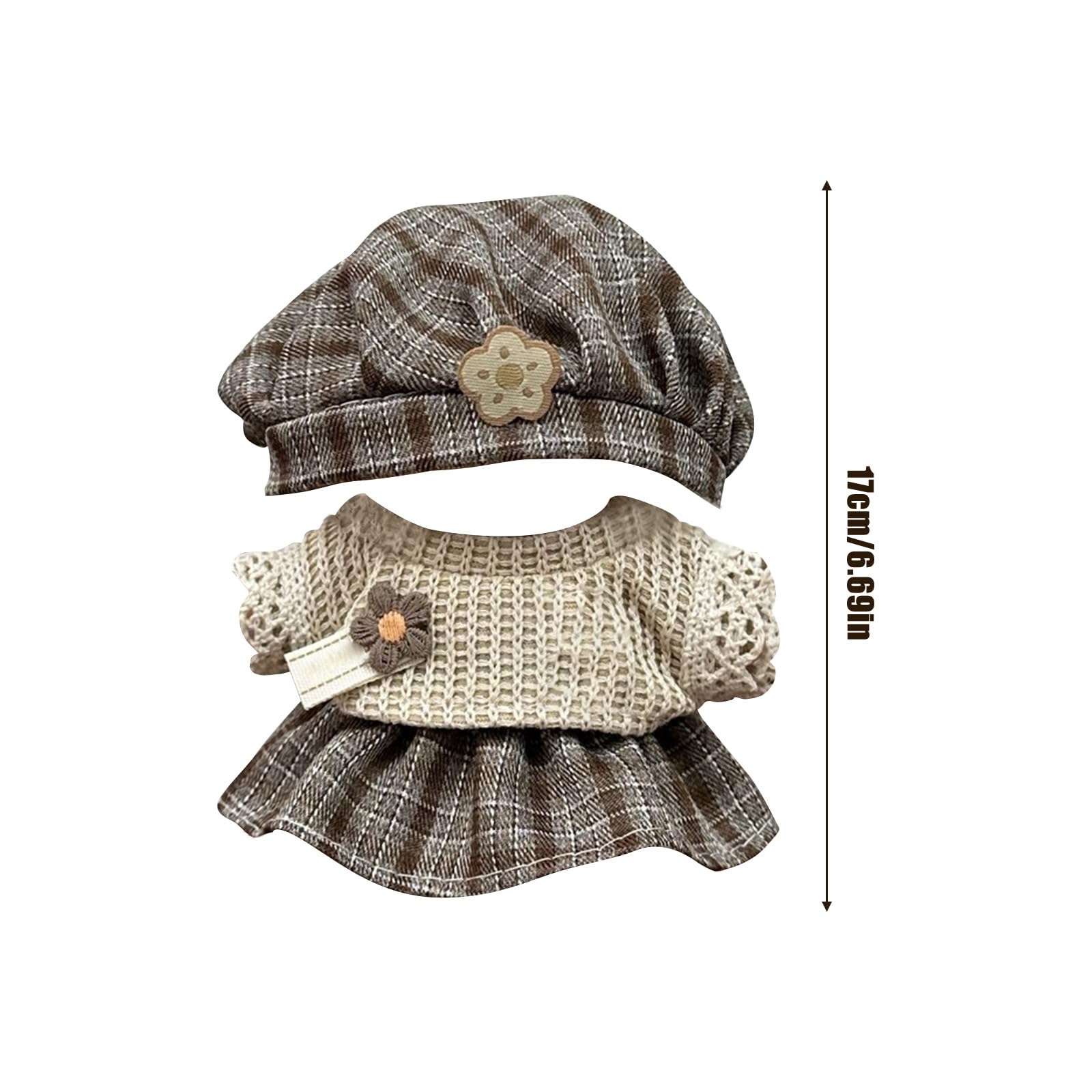 17cm Clothes Set for Dog NO Doll , Hat and Dress Set for dogs Accessories Suit, Cute Outfit for Labubu Dress up Purple