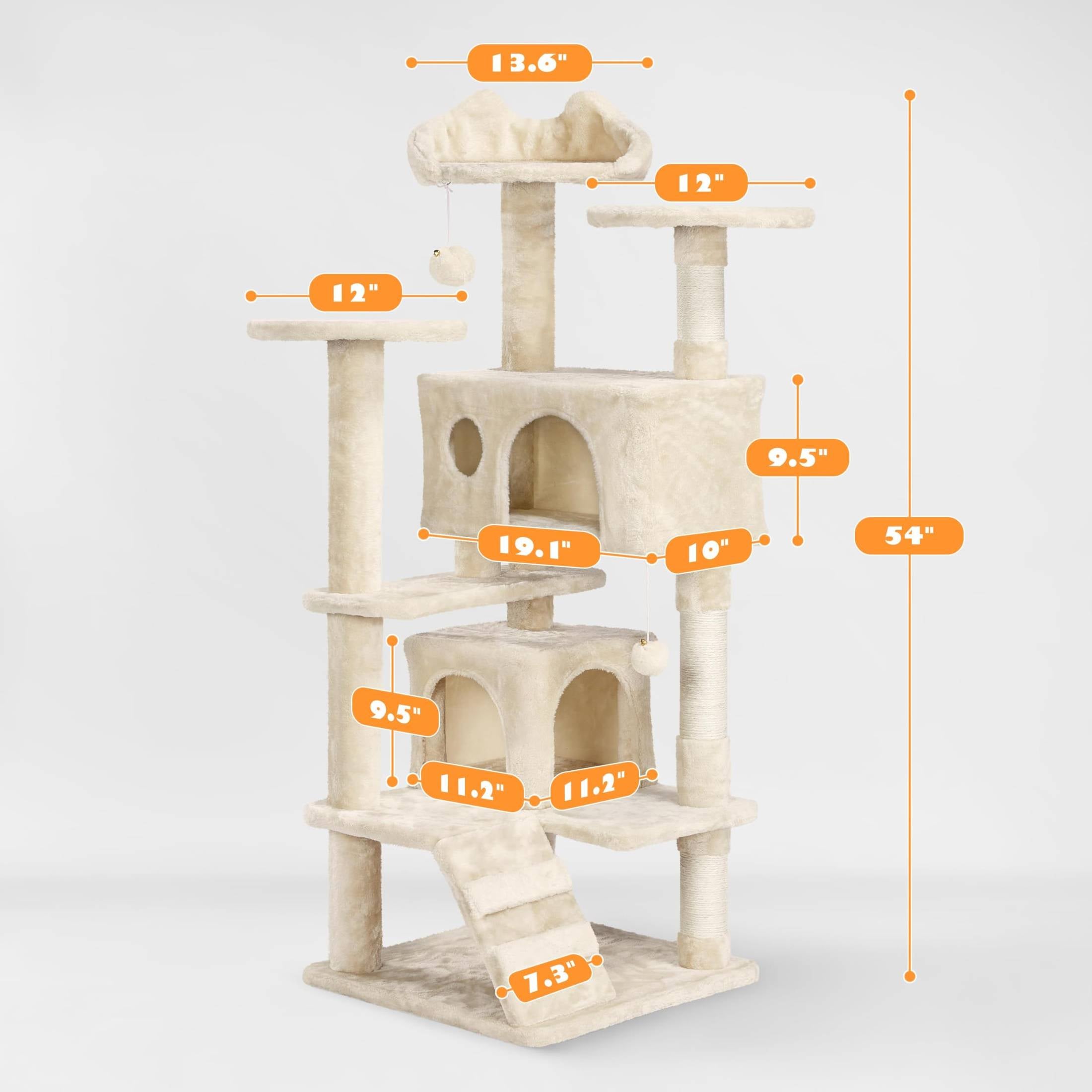 Yaheetech 54in Cat Tree Tower Condo Furniture Scratch Post for Kittens Pet House Play