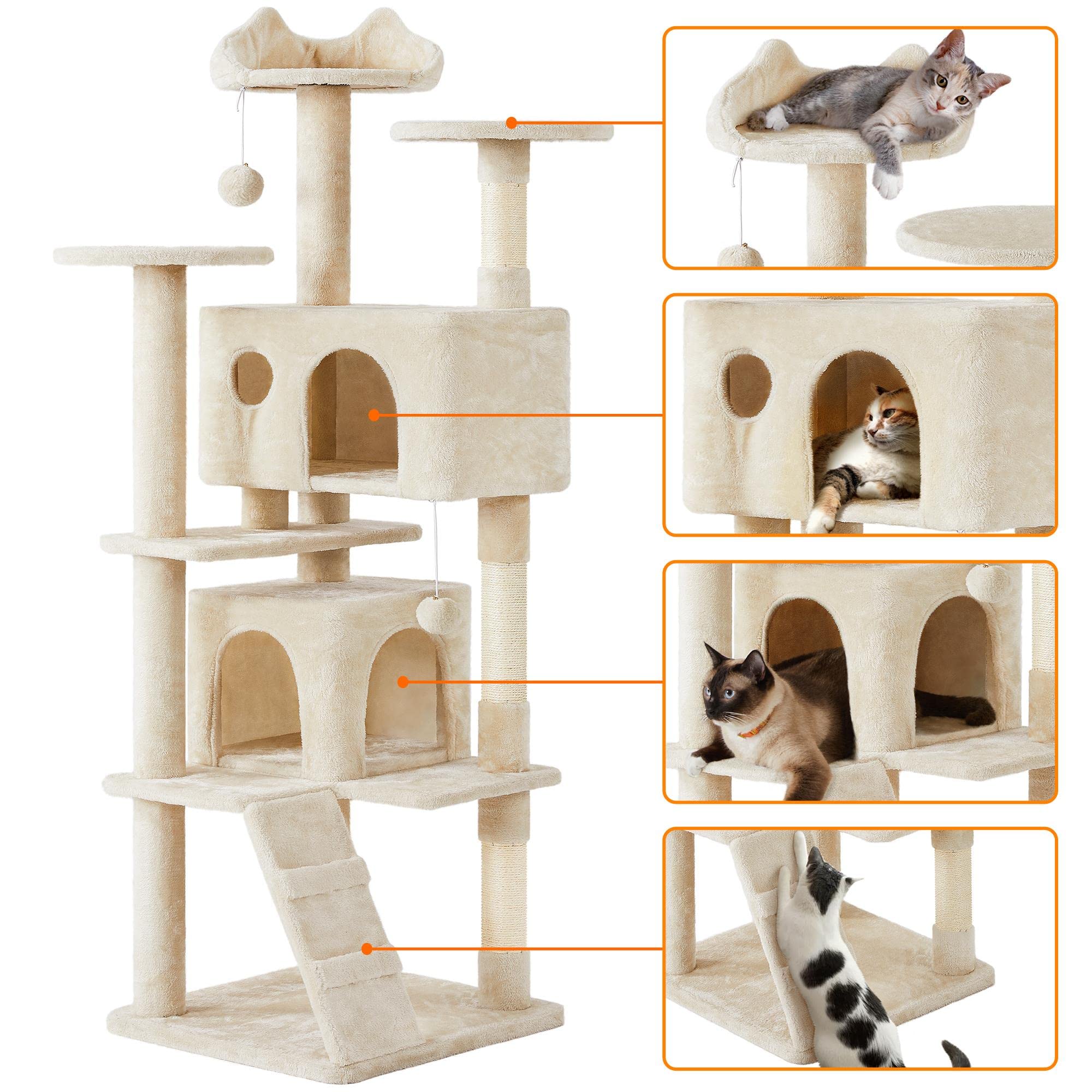 Yaheetech 54in Cat Tree Tower Condo Furniture Scratch Post for Kittens Pet House Play