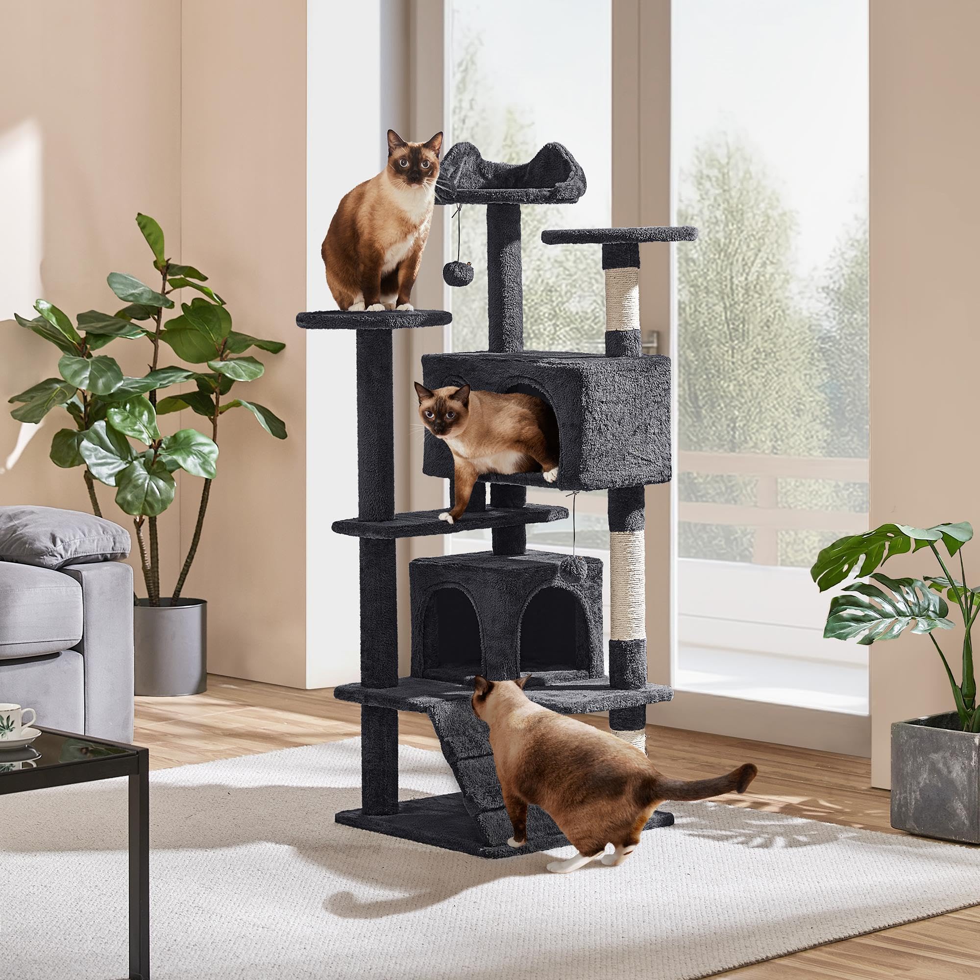 Yaheetech 54in Cat Tree Tower Condo Furniture Scratch Post for Kittens Pet House Play