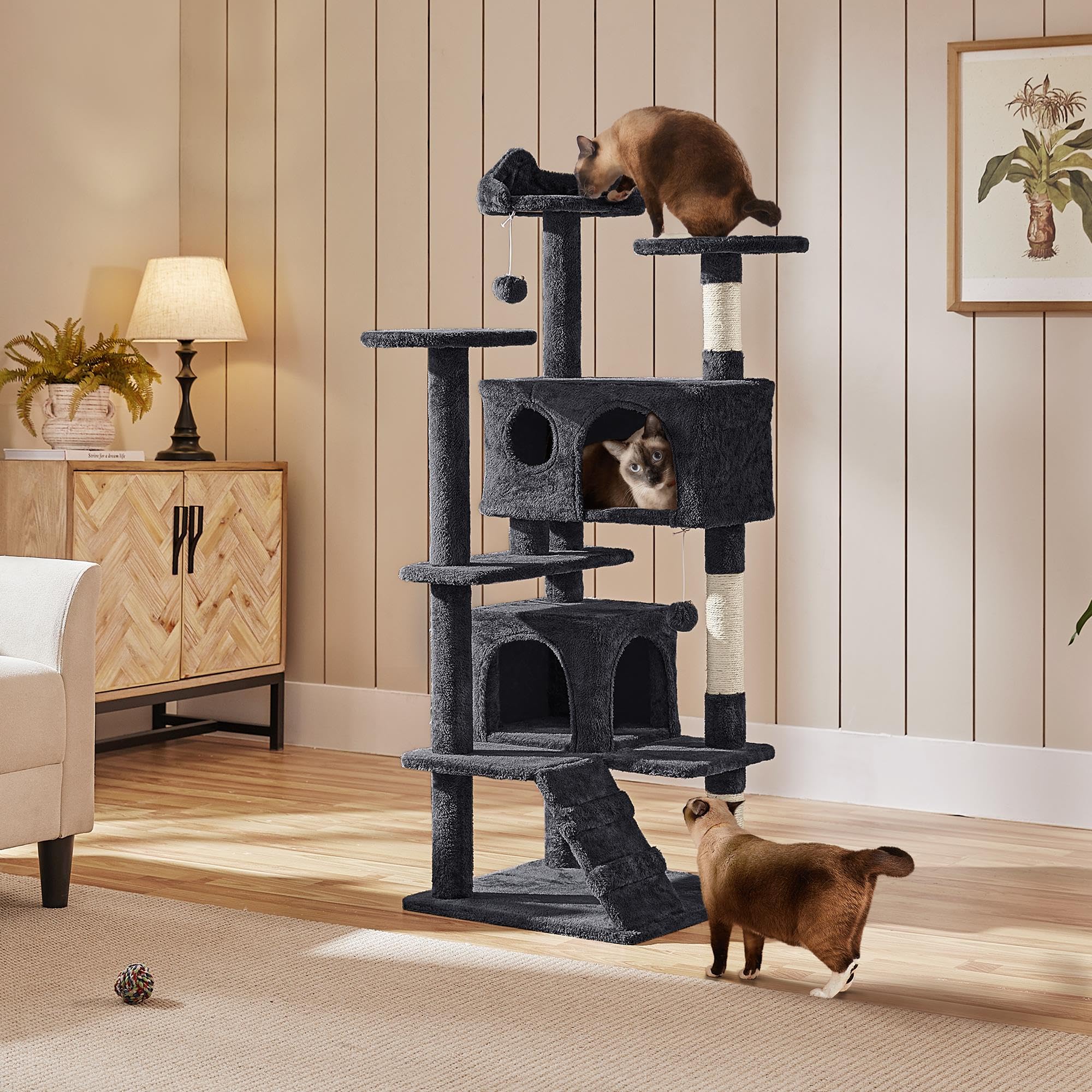 Yaheetech 54in Cat Tree Tower Condo Furniture Scratch Post for Kittens Pet House Play