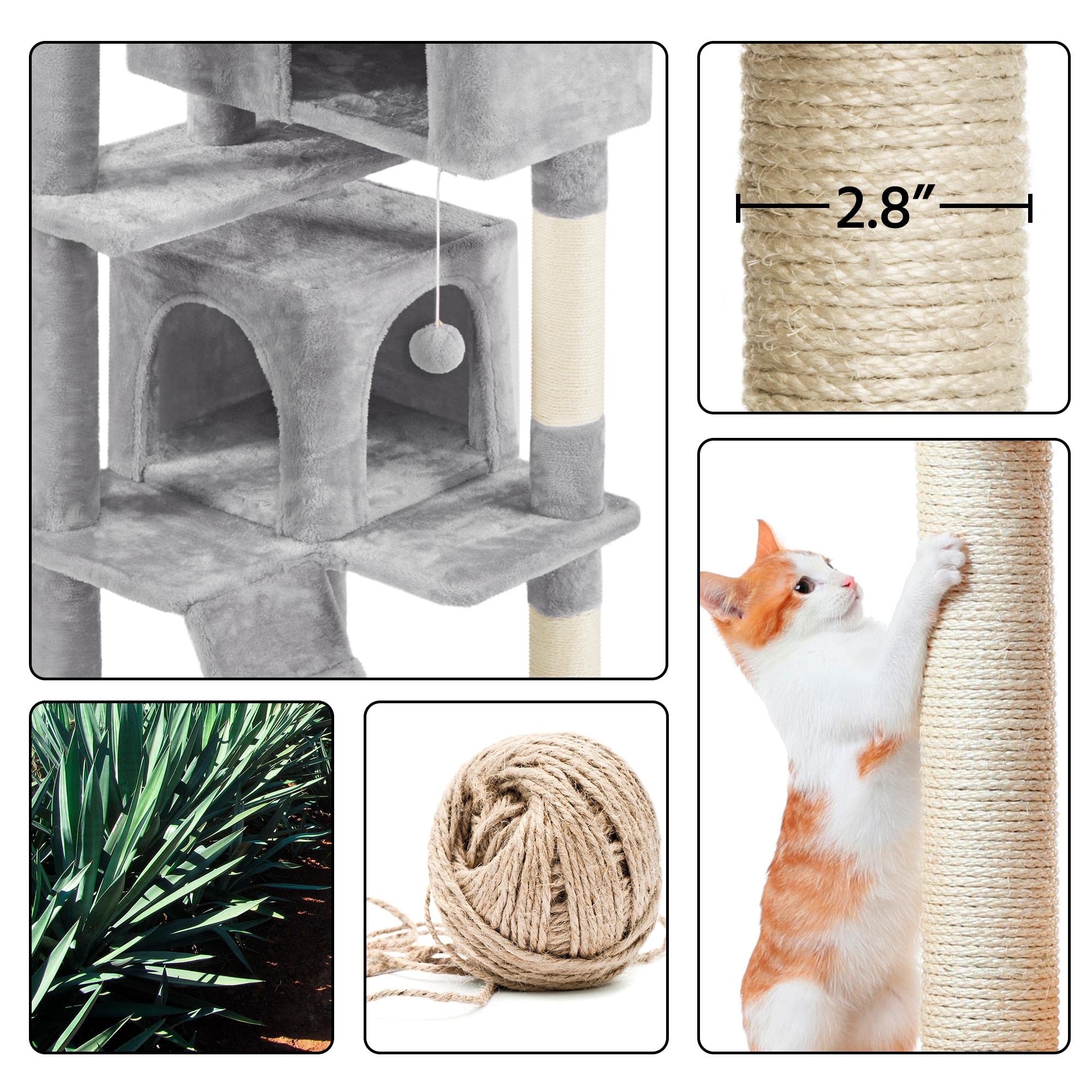 Yaheetech 54in Cat Tree Tower Condo Furniture Scratch Post for Kittens Pet House Play
