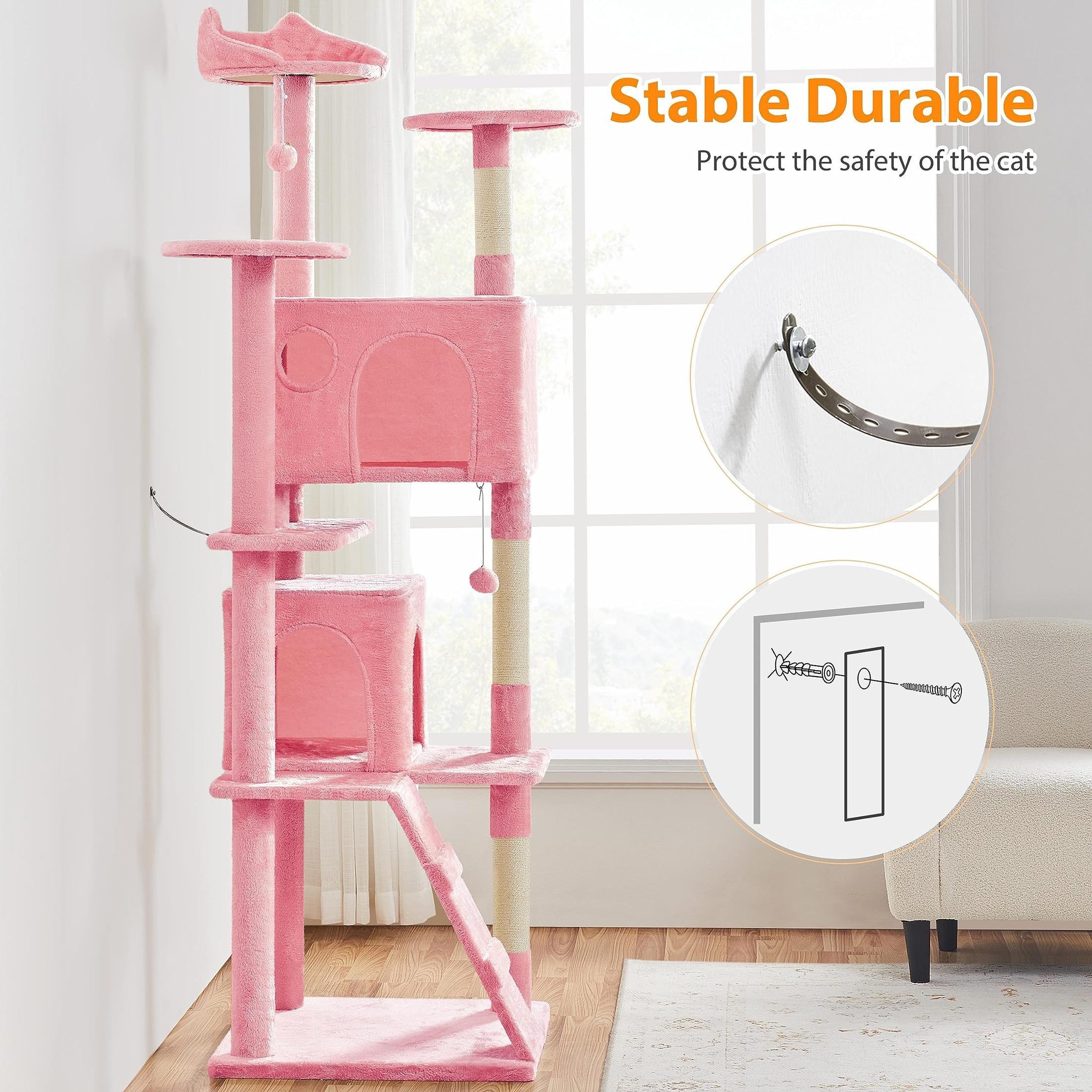 Yaheetech 54in Cat Tree Tower Condo Furniture Scratch Post for Kittens Pet House Play