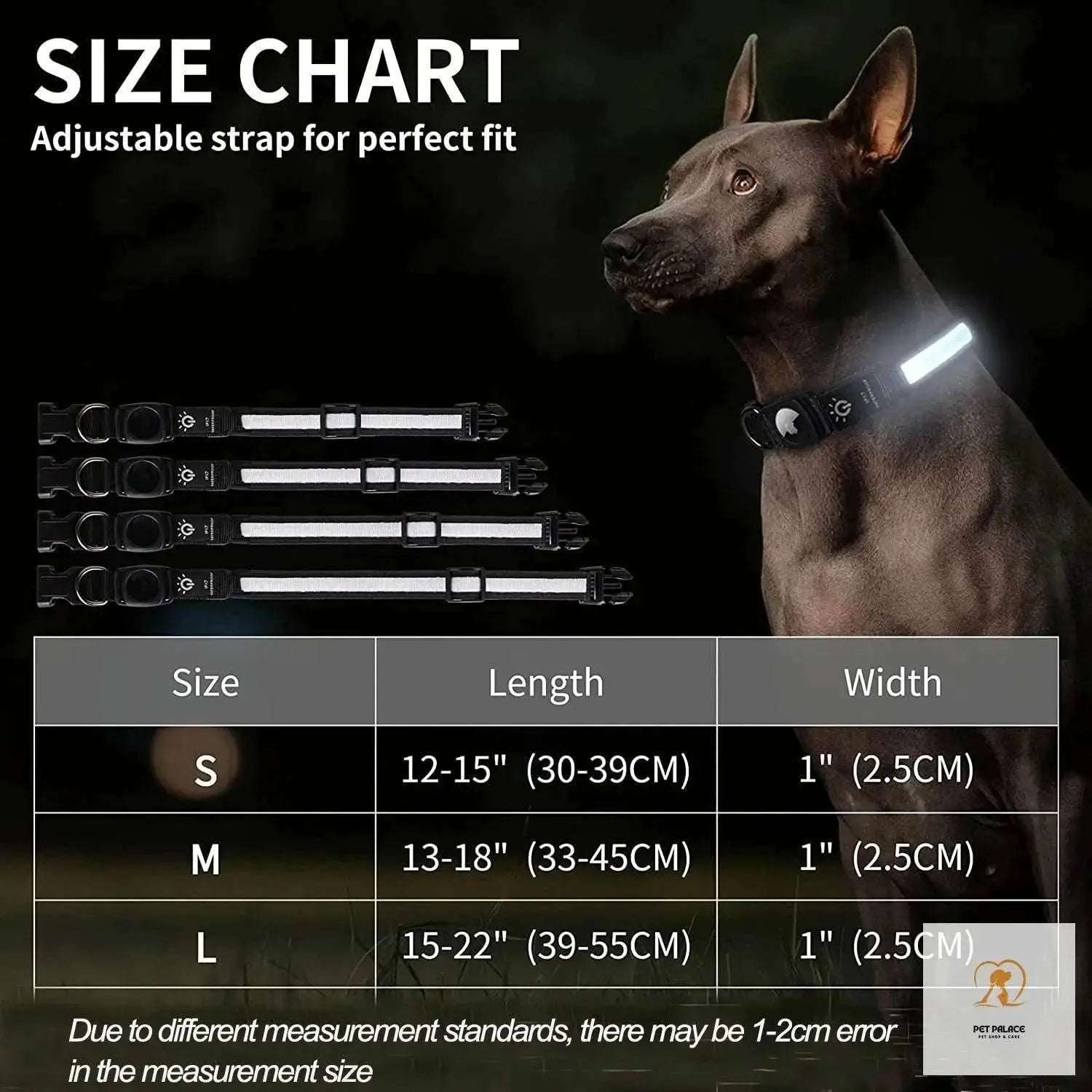 For Apple Airtag GPS Finder Led Dog Collar WaterProof Light USB Chargeable Luminous collar Pet For Apple Air Tag Tracker Case Pet palace shop