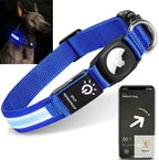 For Apple Airtag GPS Finder Led Dog Collar WaterProof Light USB Chargeable Luminous collar Pet For Apple Air Tag Tracker Case Pet palace shop