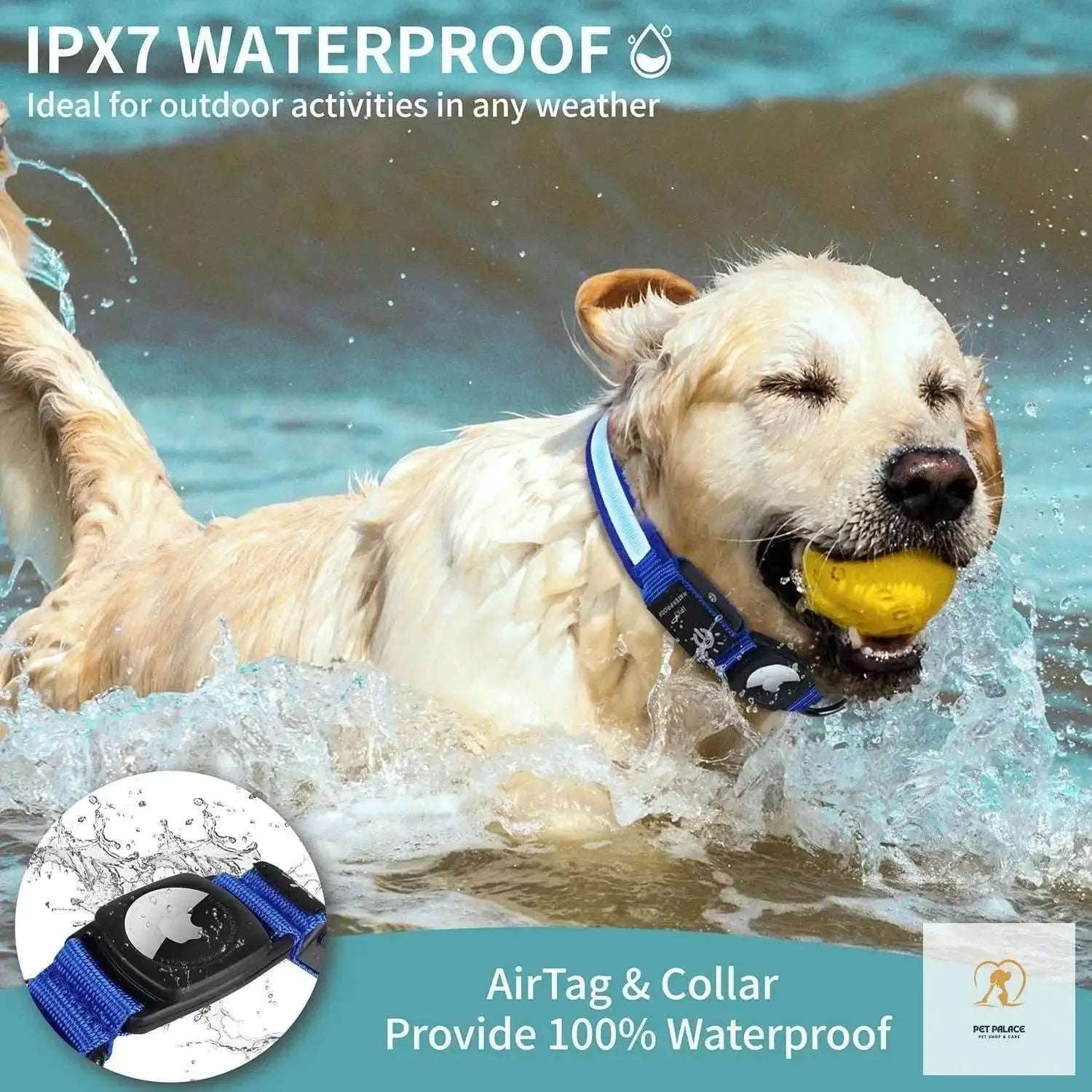 For Apple Airtag GPS Finder Led Dog Collar WaterProof Light USB Chargeable Luminous collar Pet For Apple Air Tag Tracker Case Pet palace shop