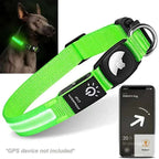 For Apple Airtag GPS Finder Led Dog Collar WaterProof Light USB Chargeable Luminous collar Pet For Apple Air Tag Tracker Case Pet palace shop