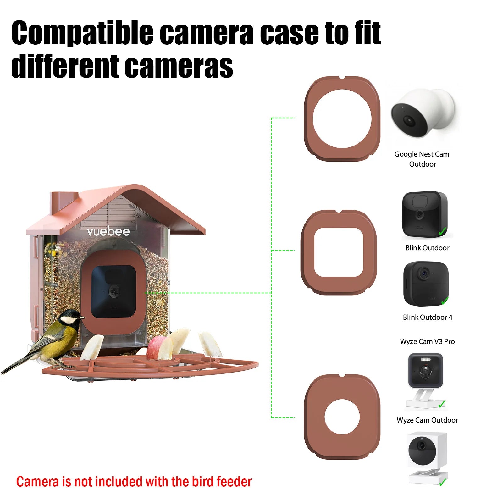وحدة تغذية الطيور مع حافظات الكاميرا ولوحة الطاقة الشمسية