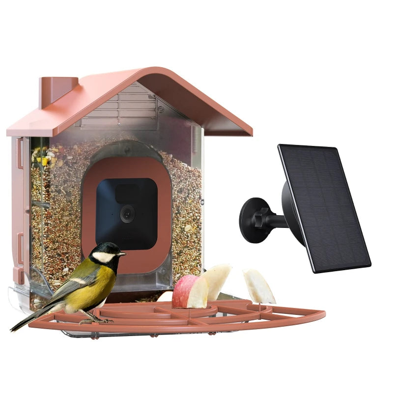 وحدة تغذية الطيور مع حافظات الكاميرا ولوحة الطاقة الشمسية