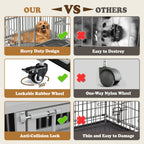 Indestructible Dog Crate with Removable Tray - 37/42/46 Inch Heavy Duty Steel Kennel