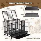 Indestructible Dog Crate with Removable Tray - 37/42/46 Inch Heavy Duty Steel Kennel