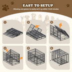 Indestructible Dog Crate with Removable Tray - 37/42/46 Inch Heavy Duty Steel Kennel