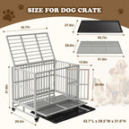 Indestructible Dog Crate with Removable Tray - 37/42/46 Inch Heavy Duty Steel Kennel